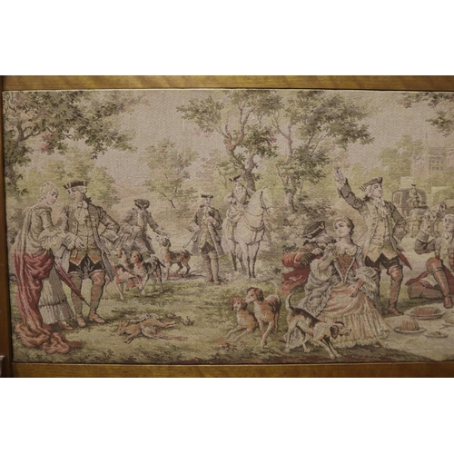 5142 - French scene framed tapestry screen, approx 67cm H x 105cm W x 30cm D