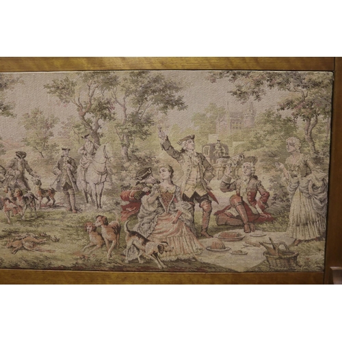 5142 - French scene framed tapestry screen, approx 67cm H x 105cm W x 30cm D