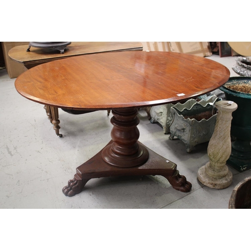 5161 - Antique oval pedestal dining table, approx 72cm H x 129cm L x 105cm W