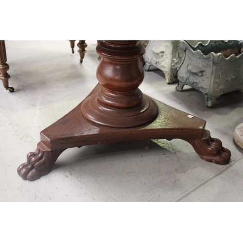 5161 - Antique oval pedestal dining table, approx 72cm H x 129cm L x 105cm W