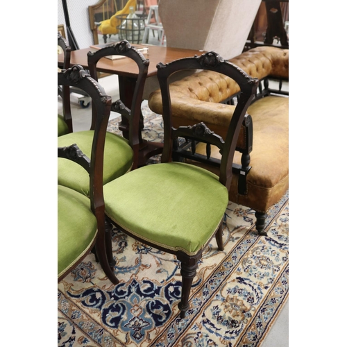 5162 - Set of five green upholstered chairs, each approx 88cm H x 46cm W x 43cm D (5)
