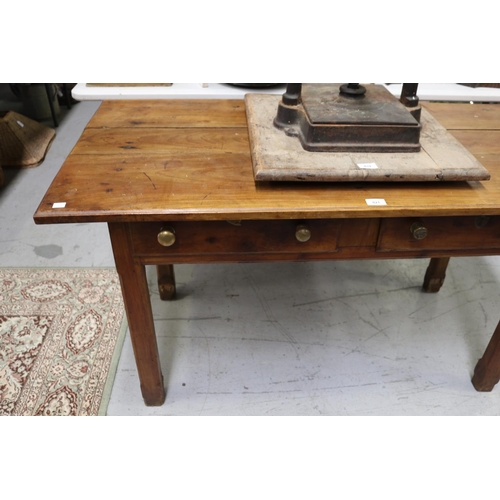 5168 - Antique French country fruitwood table, approx 71cm H x 132cm W x 65cm D