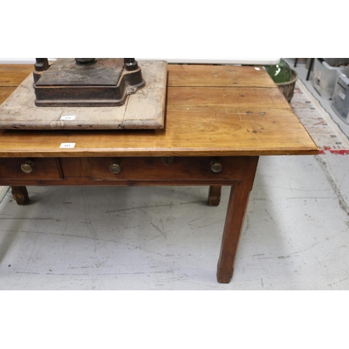 5168 - Antique French country fruitwood table, approx 71cm H x 132cm W x 65cm D