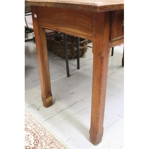 5168 - Antique French country fruitwood table, approx 71cm H x 132cm W x 65cm D