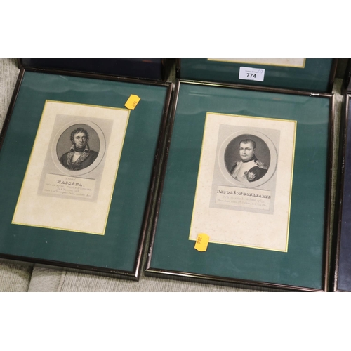 5177 - Framed Lithographs of Napoleon, Henri IV, Murat, Mirabeau, Massena and Bossuet, each approx 21cm x 1... 