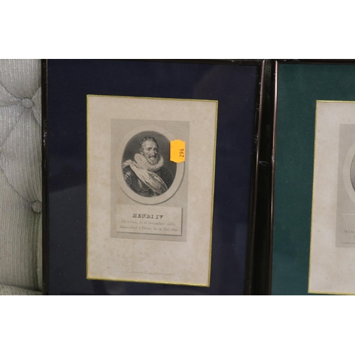 5177 - Framed Lithographs of Napoleon, Henri IV, Murat, Mirabeau, Massena and Bossuet, each approx 21cm x 1... 