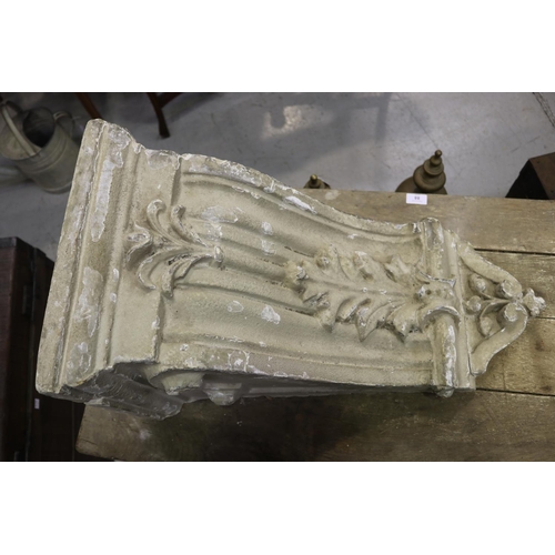 5179 - Large plaster architectural bracket (damaged), approx 66cm H x 38cm W x 33cm D