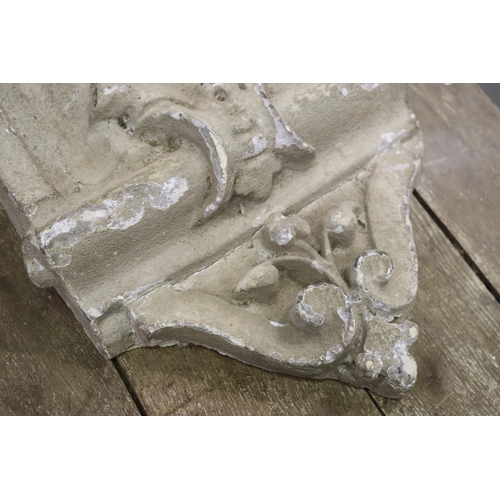 5179 - Large plaster architectural bracket (damaged), approx 66cm H x 38cm W x 33cm D