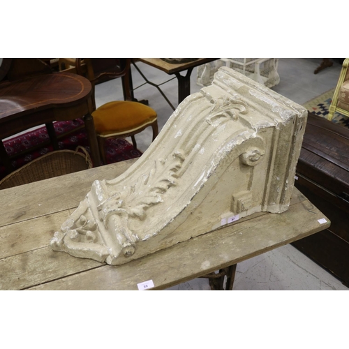 5179 - Large plaster architectural bracket (damaged), approx 66cm H x 38cm W x 33cm D