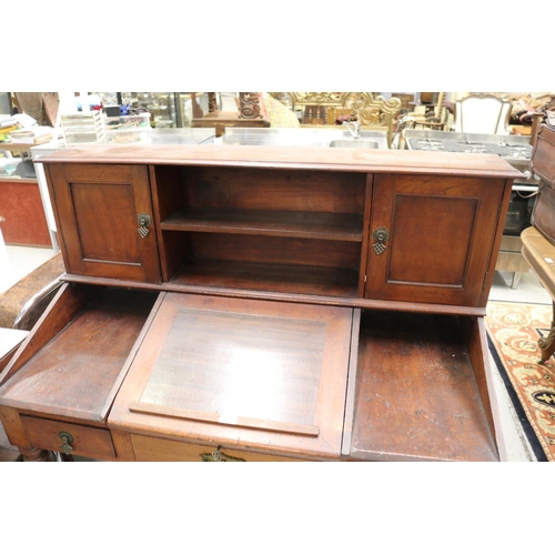 5188 - Antique cedar clerks desk, with central lift up writing surface, approx 125cm H x 126cm W x 61cm D