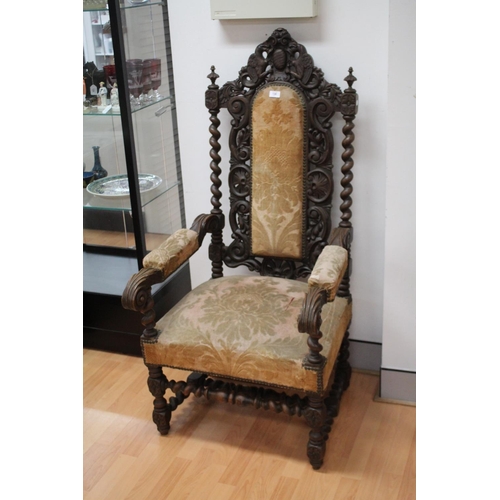 5192 - Antique French elaborate carved armchair, approx 135cm H x 68cm W