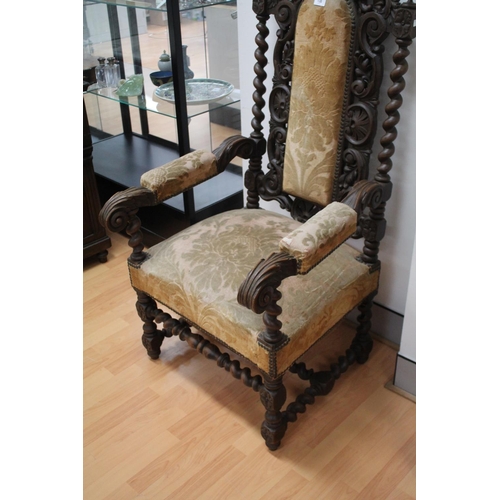 5192 - Antique French elaborate carved armchair, approx 135cm H x 68cm W