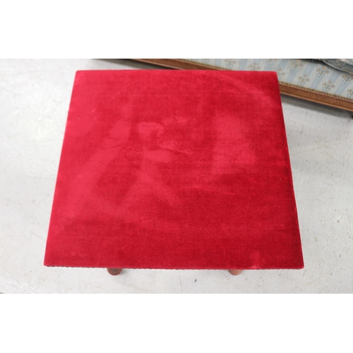 5199 - Red velvet top square table, approx 44cm H x 50cm W x 53cm D