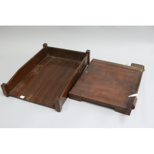 5202 - Vintage Guillotine and in-out tray, approx 45cm x 33cm and smaller (2)