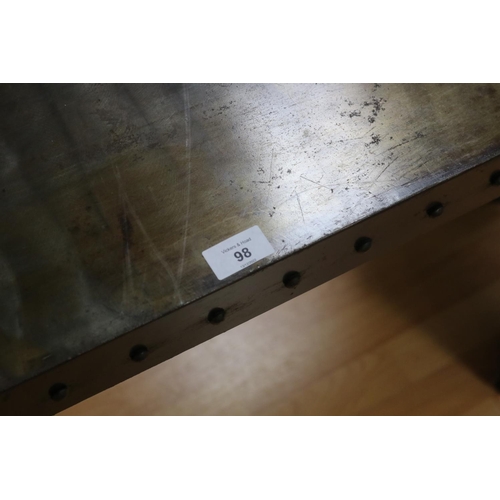 5206 - Industrial design rivetted iron console table, approx 76cm H x 120cm W x 36cm D