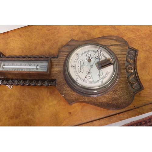 5211 - Antique oak barometer, AF, approx 48cm H