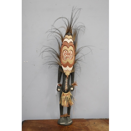 5222 - Primitive carved wood figure, approx 80cm H