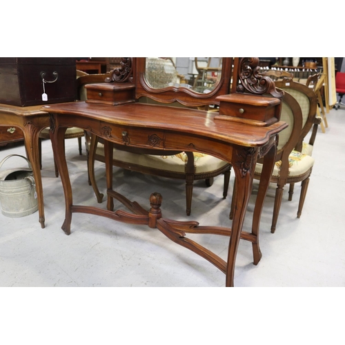 5225 - French Louis XV style dressing table, with large imposing mirror, approx 190cm H x 112cm W x 50cm D