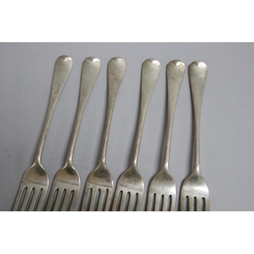 377 - Set of six antique hallmarked sterling silver dinner forks, London 1904-5 Charles Boyton and Son, ap... 