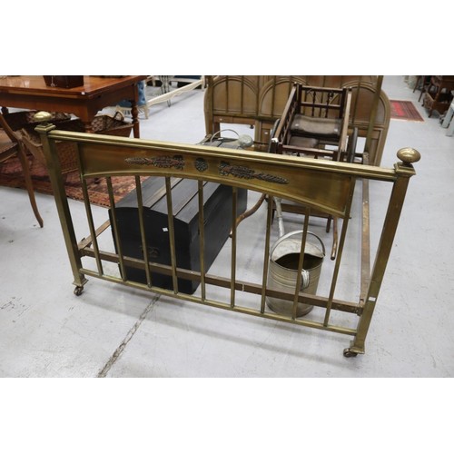 5228 - Antique French brass bed, approx 148cm H x 199cm W x 143cm D