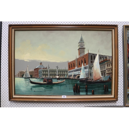 5232 - Painting of Venice canal scene, signed lower left, approx 59cm x 90cm