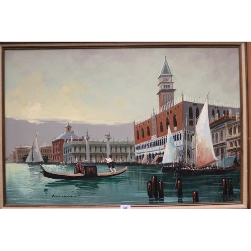 5232 - Painting of Venice canal scene, signed lower left, approx 59cm x 90cm