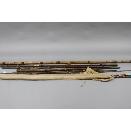 5236 - Lot of various old fishing rods, approx 182cm L and shorter