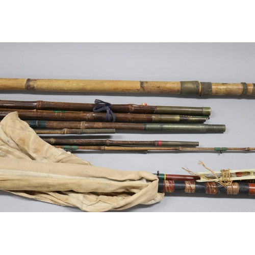 5236 - Lot of various old fishing rods, approx 182cm L and shorter