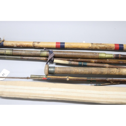 5236 - Lot of various old fishing rods, approx 182cm L and shorter