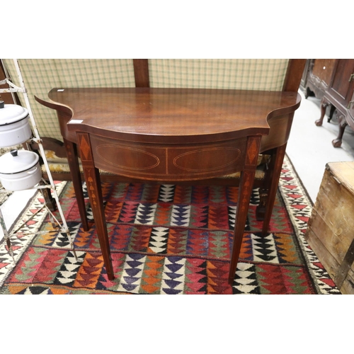 5247 - Antique style Sheraton Revival shaped front hall table, approx 76cm H x 99cm W x 44cm D