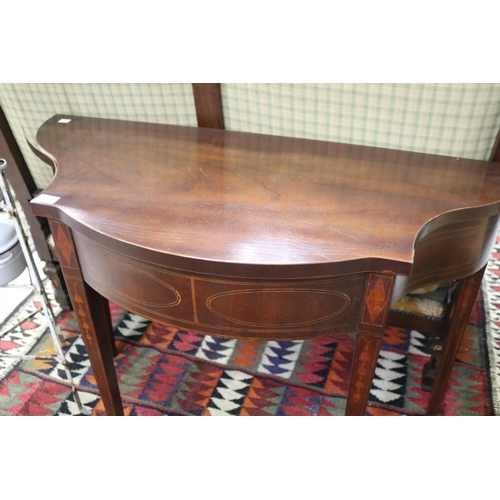 5247 - Antique style Sheraton Revival shaped front hall table, approx 76cm H x 99cm W x 44cm D