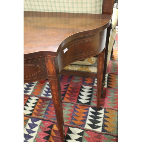 5247 - Antique style Sheraton Revival shaped front hall table, approx 76cm H x 99cm W x 44cm D