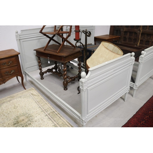 5248 - Pair of antique French Louis XVI style painted beds, approx 117cm H x 210cm and 204cm L x 109cm W (2... 