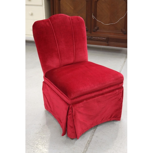 5252 - Red velvet chair, approx 75cm H x 48cm W x 46cm D