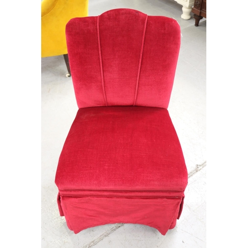 5252 - Red velvet chair, approx 75cm H x 48cm W x 46cm D