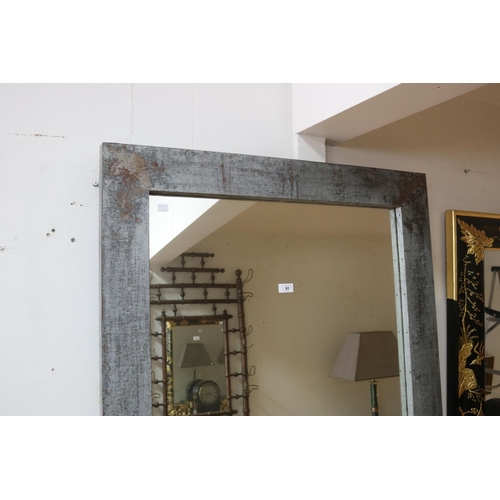 5255 - Large industrial gal finish style rectangular metal frame mirror, approx 200cm x 90cm