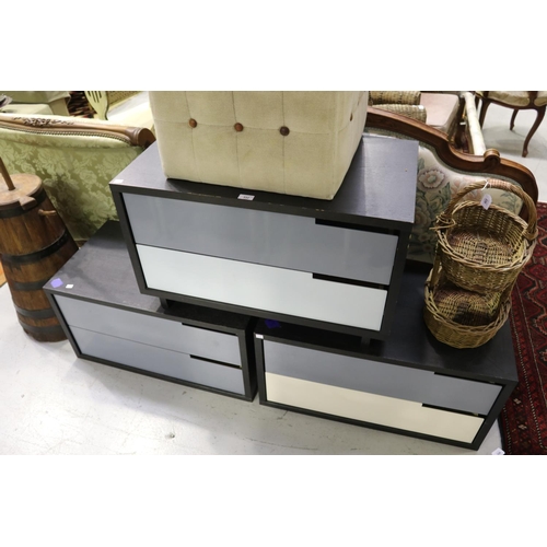 5263 - Three sets of designer two drawer cabinets, approx 49cm H x 80cm W x 46cm D and shorter (3)