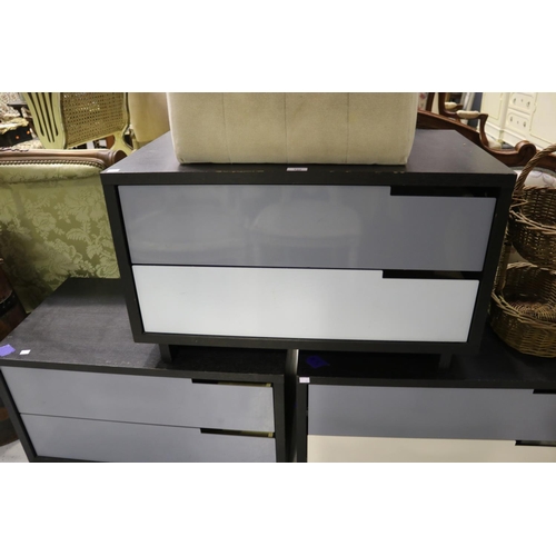 5263 - Three sets of designer two drawer cabinets, approx 49cm H x 80cm W x 46cm D and shorter (3)