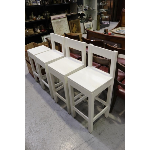 5277 - Set of four white painted stools, approx 100cm H and shorter (4)