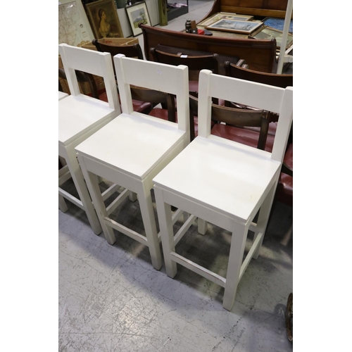 5277 - Set of four white painted stools, approx 100cm H and shorter (4)