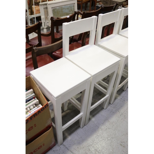 5277 - Set of four white painted stools, approx 100cm H and shorter (4)