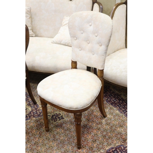 5286 - Six piece inlaid parlour suite, along with a grandfather chair, a William IV chair and a Victorian p... 