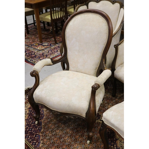 5286 - Six piece inlaid parlour suite, along with a grandfather chair, a William IV chair and a Victorian p... 