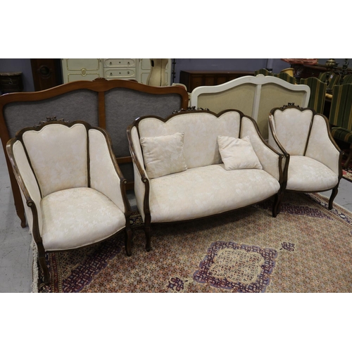 5286 - Six piece inlaid parlour suite, along with a grandfather chair, a William IV chair and a Victorian p... 