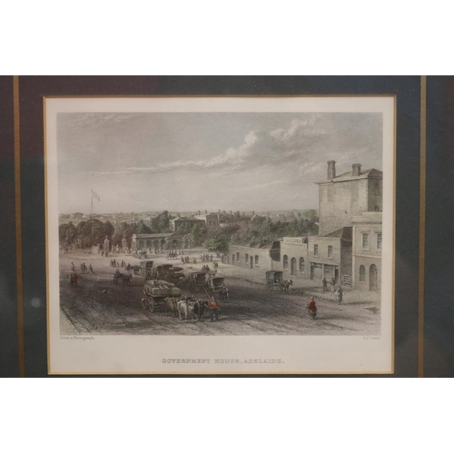 5288 - Two engravings of Government House Adelaide and Adelaide from the River Torrens, approx 15cm x 21cm ... 