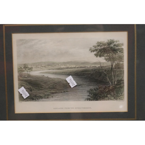 5288 - Two engravings of Government House Adelaide and Adelaide from the River Torrens, approx 15cm x 21cm ... 