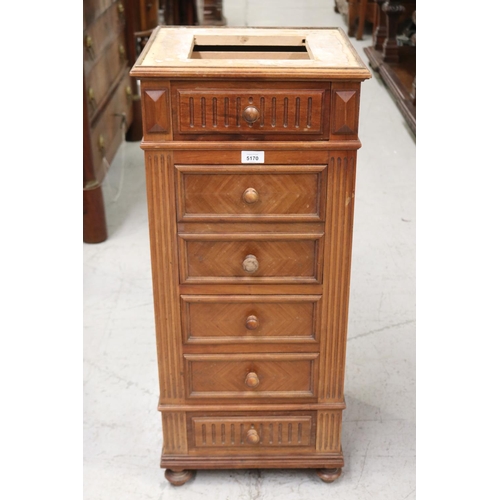 5170 - French nightstand, marble missing to top, approx 87cm H x 39cm Sq