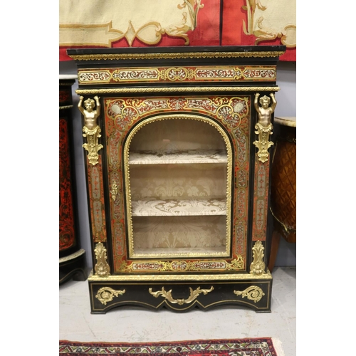 87 - Fine antique French Napoleon III red boulle pier cabinet, with fine ormolu mounts, approx 115cm H x ... 