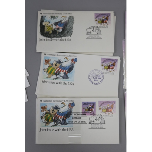 102 - Assortment of First Day covers- Australian Bicentenary 1788-1988, Joint issue with USA and Post card... 