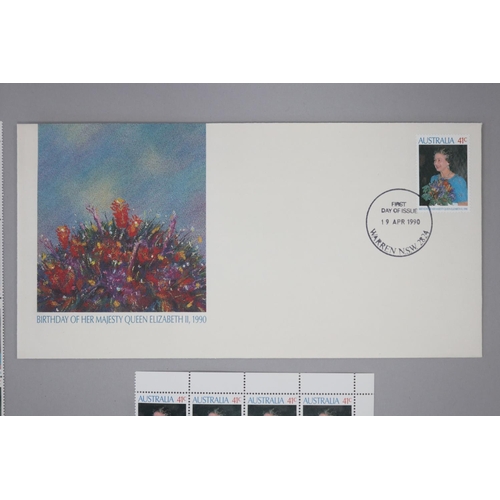 105 - First Day cover-Birthday of Queen Elizabeth II, 1990 and stamps, unused approx 18